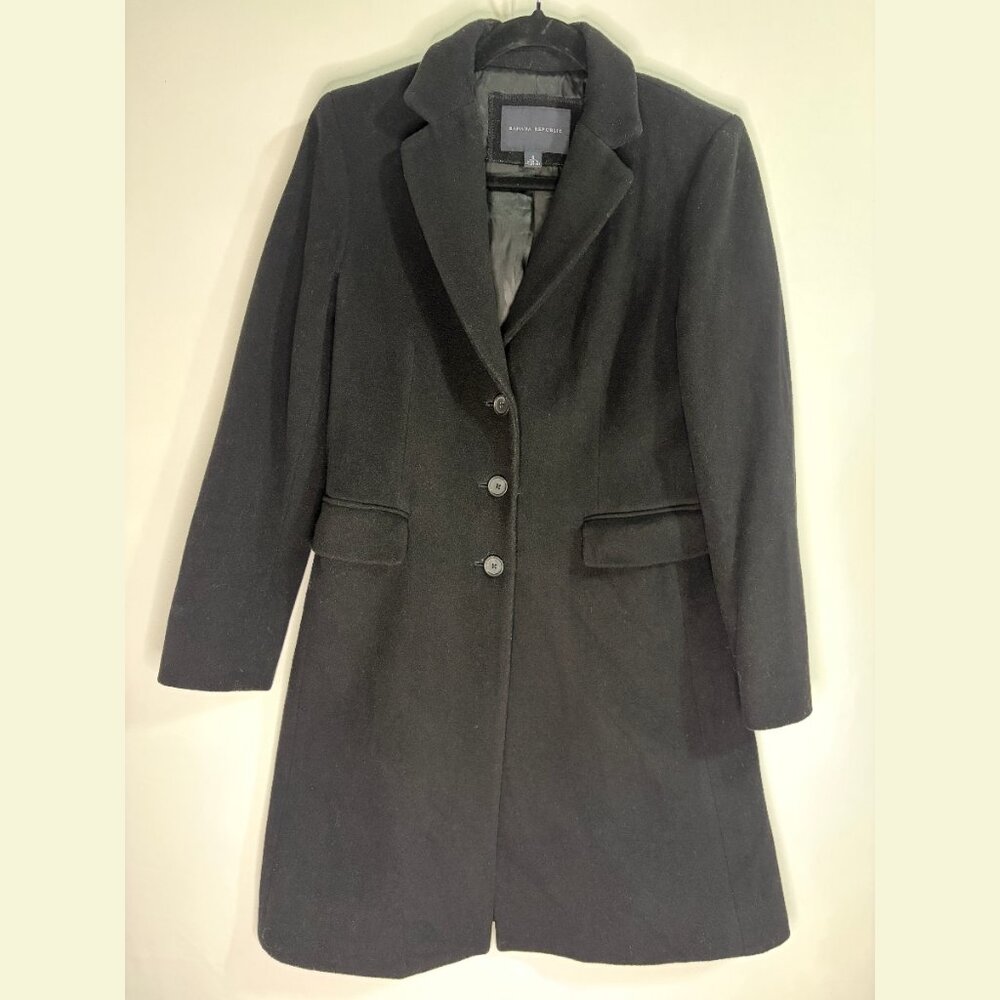 100% Wool Black Topcoat Classic Coat Banana Republic Small Vintage